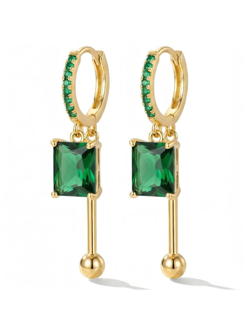 Elegant Gold Tone Crystal Huggie Hoop Drop Earrings for Women - Chic Jewelry